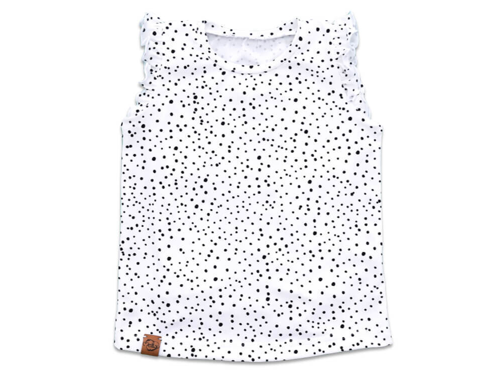 T-Shirt mit Rüschen | Punkte weiß