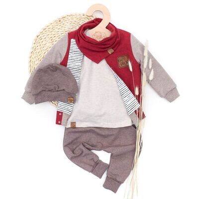 Set | ziegelrot | Collegejacke & Pumphose & Shirt & Halstuch