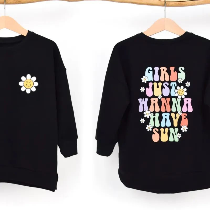 Oversized Pullover GIRLS JUST WANNA HAVE SUN Kinder schwarz