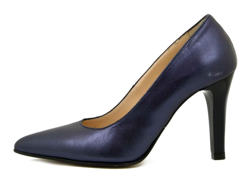 Scarpe Donna Decolleté in Pelle Nappa Blu, Tacco Alto 9 cm, Vernissage di Soffice Sogno - 23620